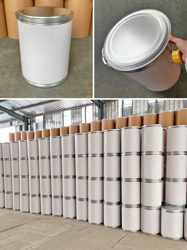 White metal hoop paper fibre drum