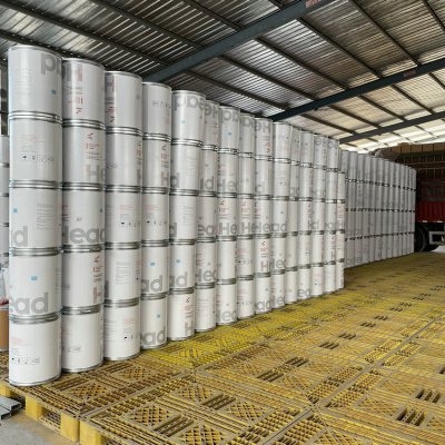 White fibre drum finished goods warehouse
